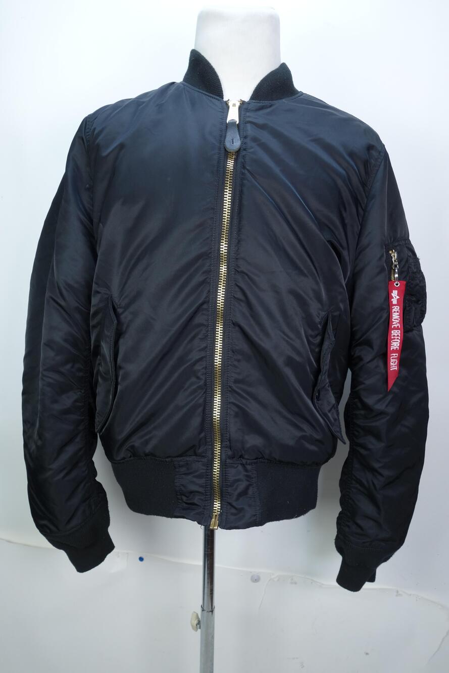 Alpha Industries Jacket Mens XL Black MA-1 Bomber Slim Fit Flight Nylon